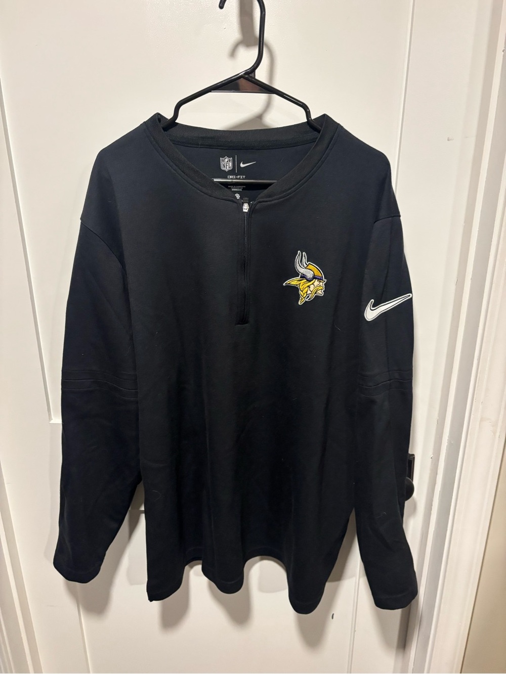NFL Black Dri-FIT Zip Pullover with White Logos